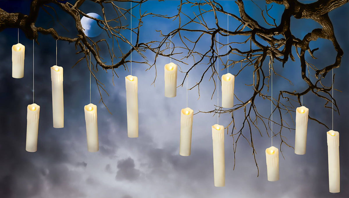 Set of 12 Battery Operated Floating Hanging Candles T700