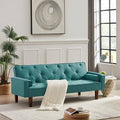 Blue Polyester Square Arm Sofa Bed T381