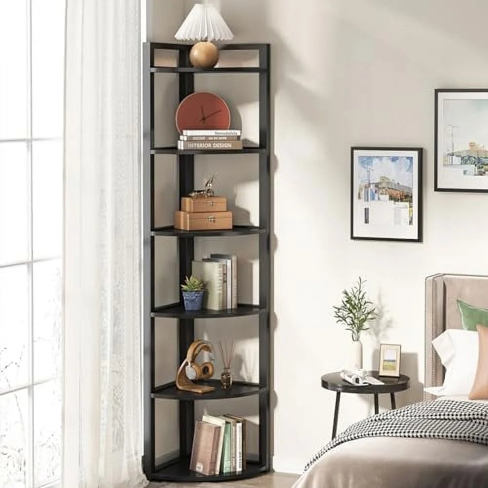 6 Tier 70.9 Inch Tall Corner Bookshelf A325138