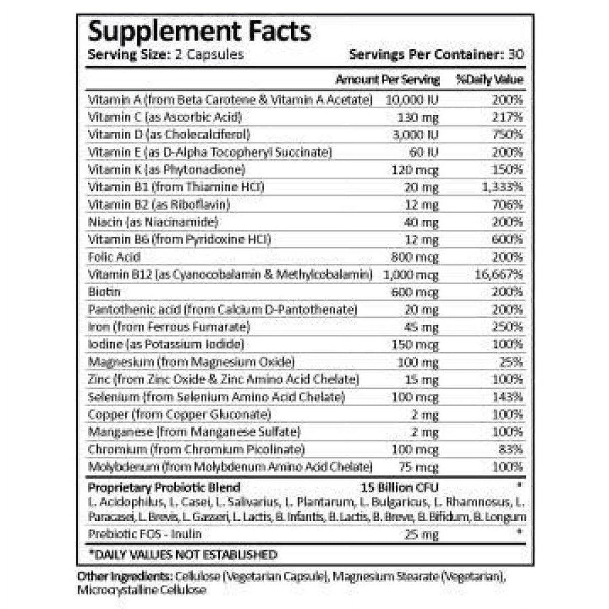 Bariatric Multivitamin Capsule with Probiotic, 30-Day Supply A9890