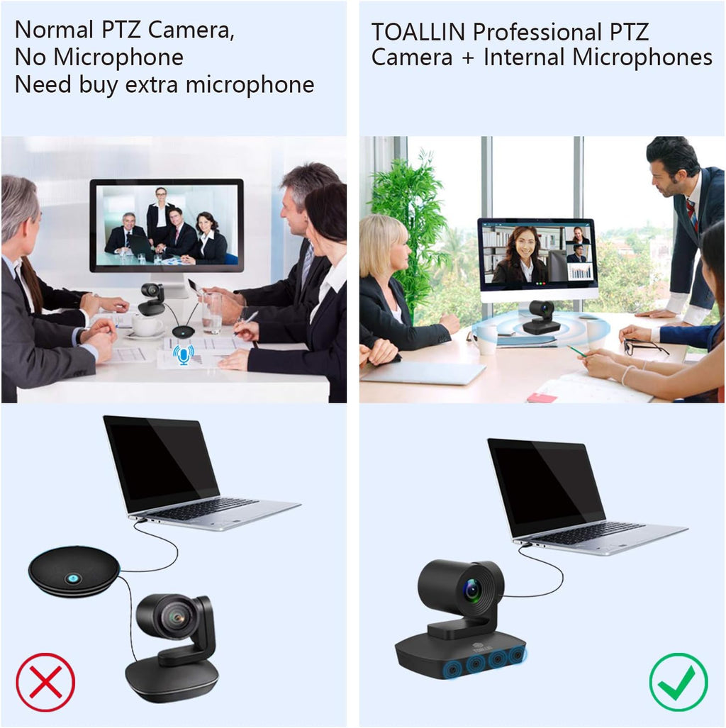 1080P PTZ Conference Camera with 4 Microphones Array, 10X Optical Zoom D4152