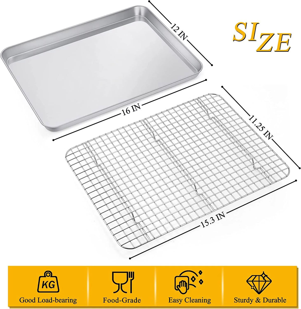 16'' Stainless Steel Baking Sheet with Cooling Rack Set I474646
