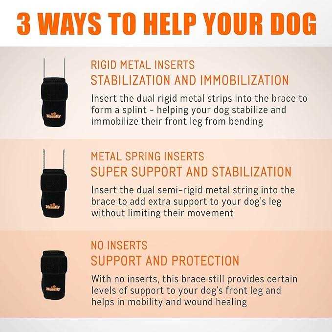 3-in-1 Dog Front Leg Brace with Rigid and Spring Inserts I293329