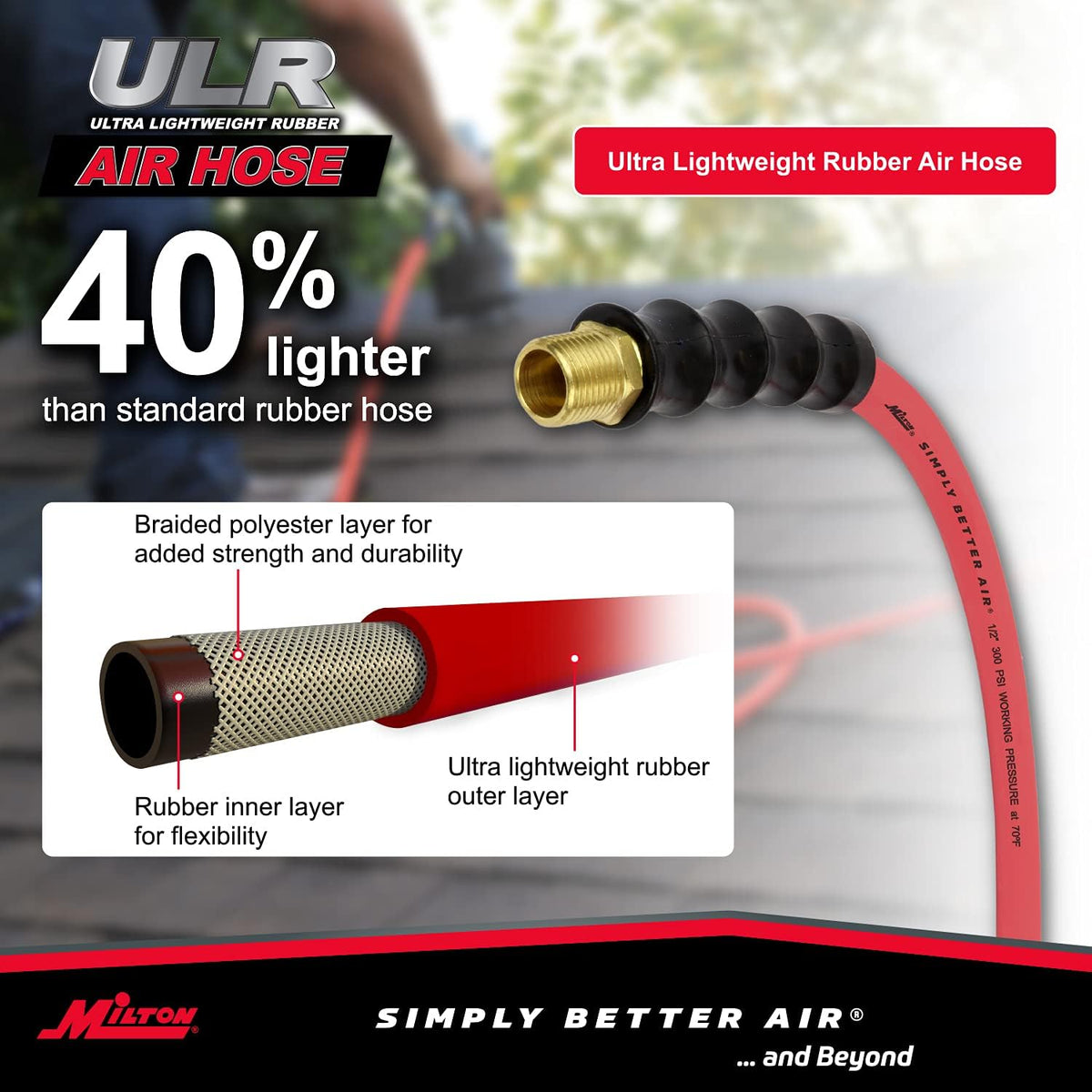 50 ft. x 1/2 ID Ultra Lightweight Rubber Air Hose H7570