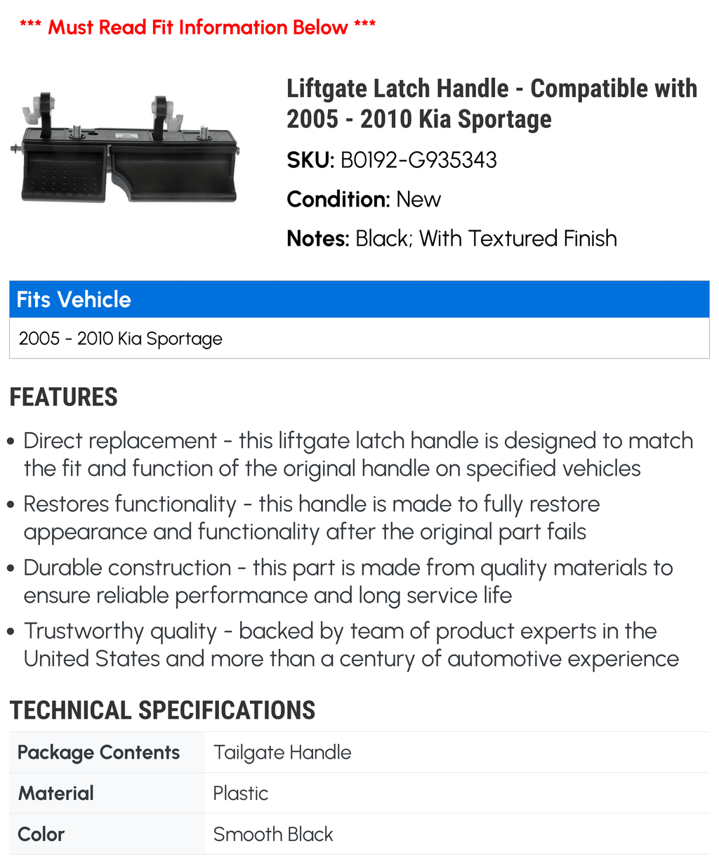 Liftgate Latch Handle D2457