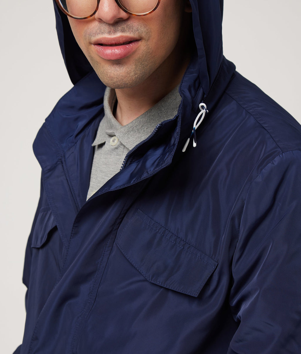 Navy Long Sleeve Rain Jacket with Magnetic Closures U10025