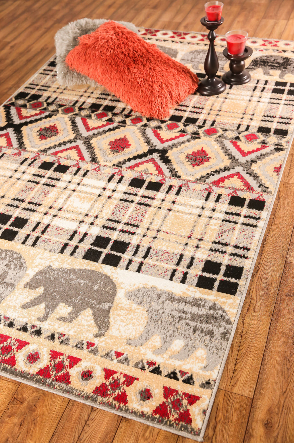 Multicolor Bear Geometric Print Rug Y21452