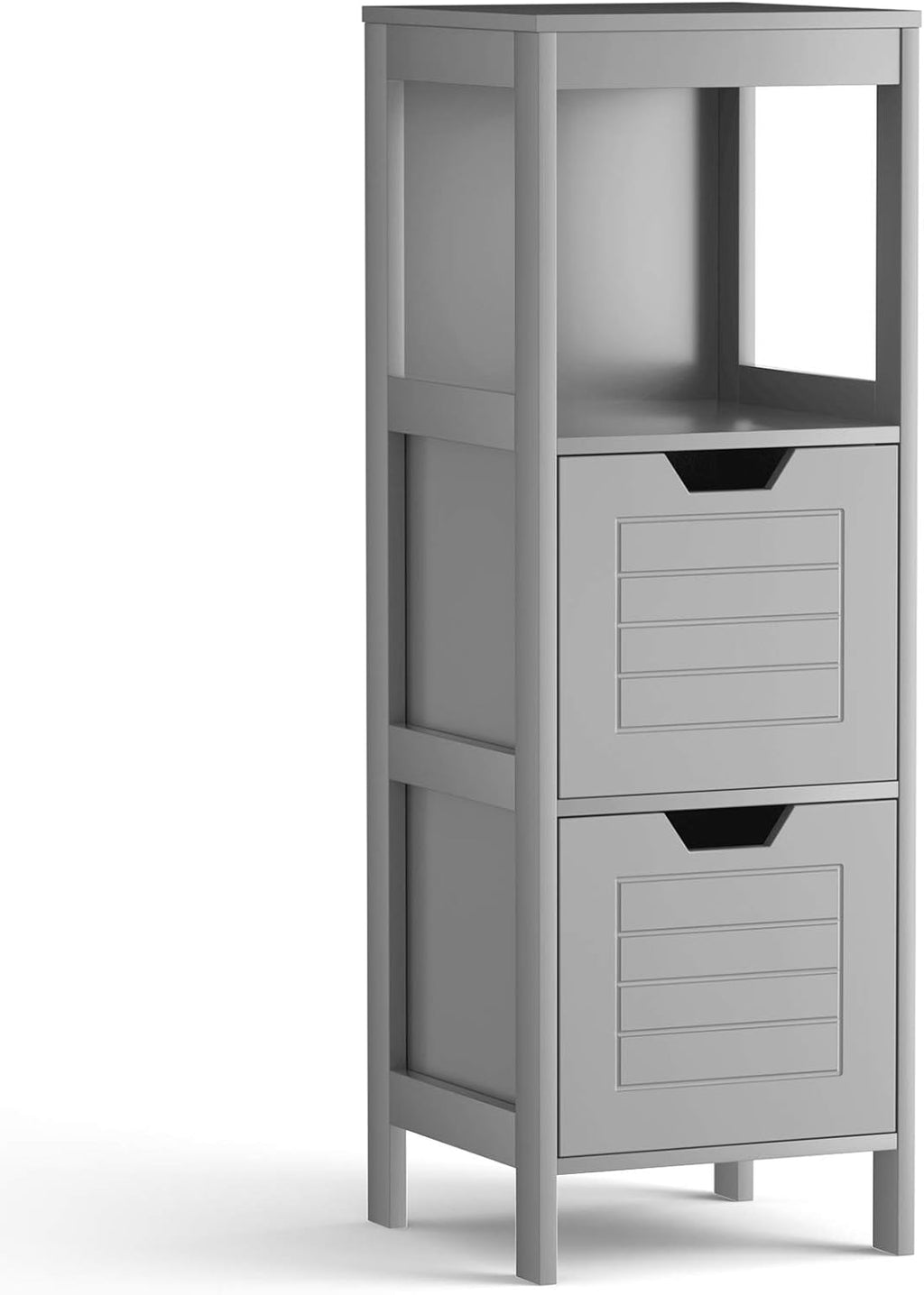 White Wooden Bathroom Floor Cabinet with 2 Adjustable Drawers, Pack of 2 E874