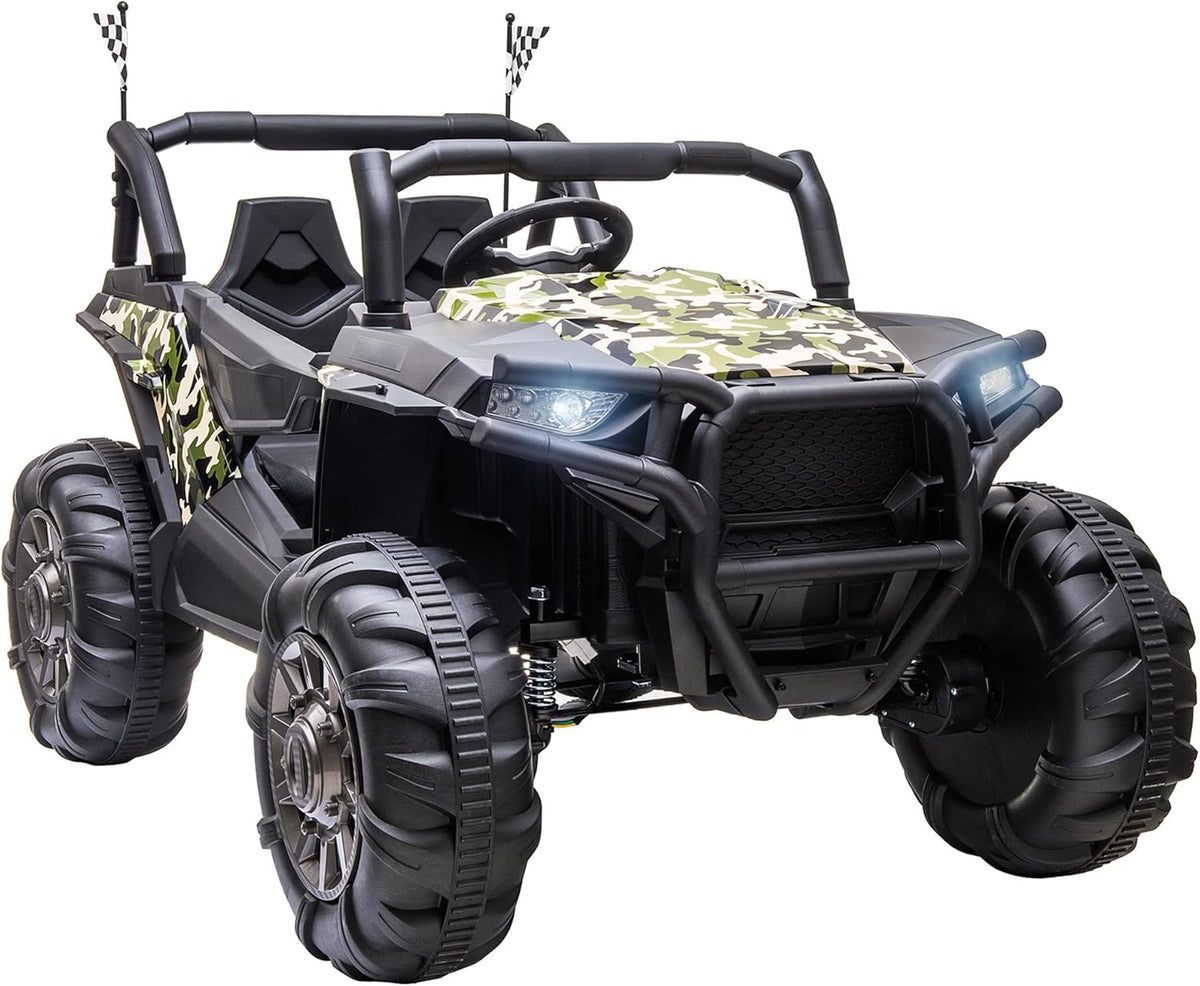 12V 2-Seater Kids Ride On Car Electric Off-Road UTV Truck Toy with Parental Remote Control & 4 Motors, Camo Green O395