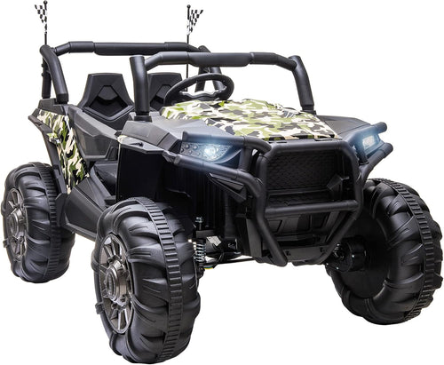 12V 2-Seater Kids Ride On Car Electric Off-Road UTV Truck Toy with Parental Remote Control & 4 Motors, Camo Green O395