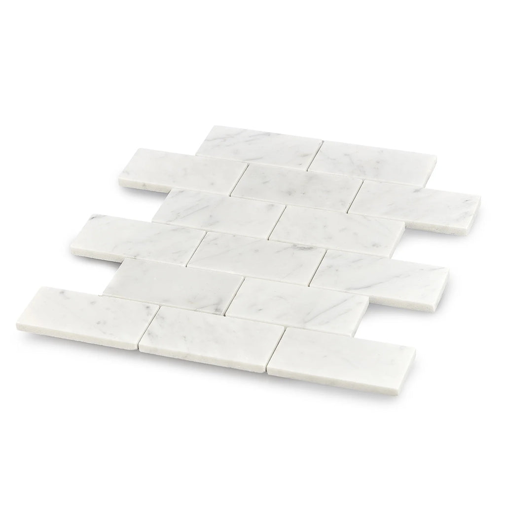 White Carrara Marble Rectangle Mosaic Floor and Wall Tile (Pack of 11) A62601