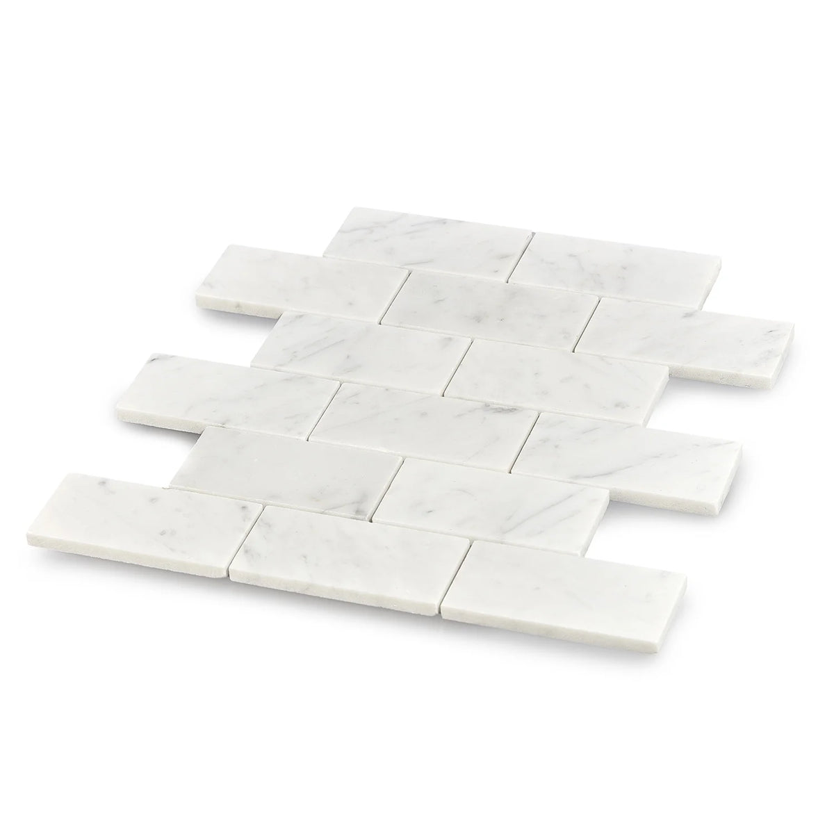 White Carrara Marble Rectangle Mosaic Floor and Wall Tile (Pack of 11) A62601