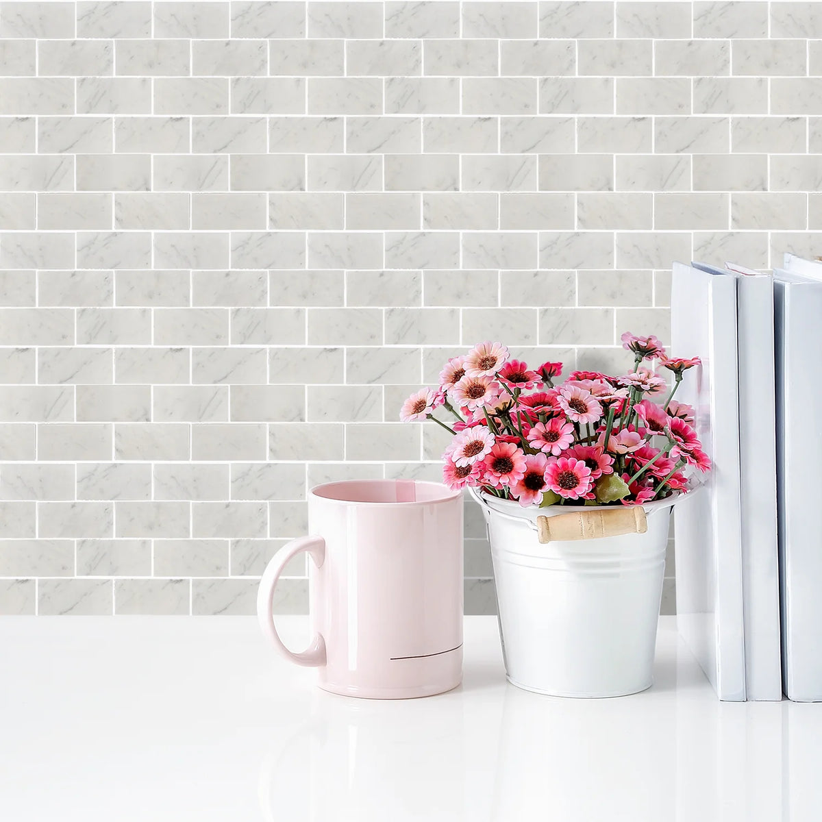White Carrara Marble Rectangle Mosaic Floor and Wall Tile (Pack of 11) A62601