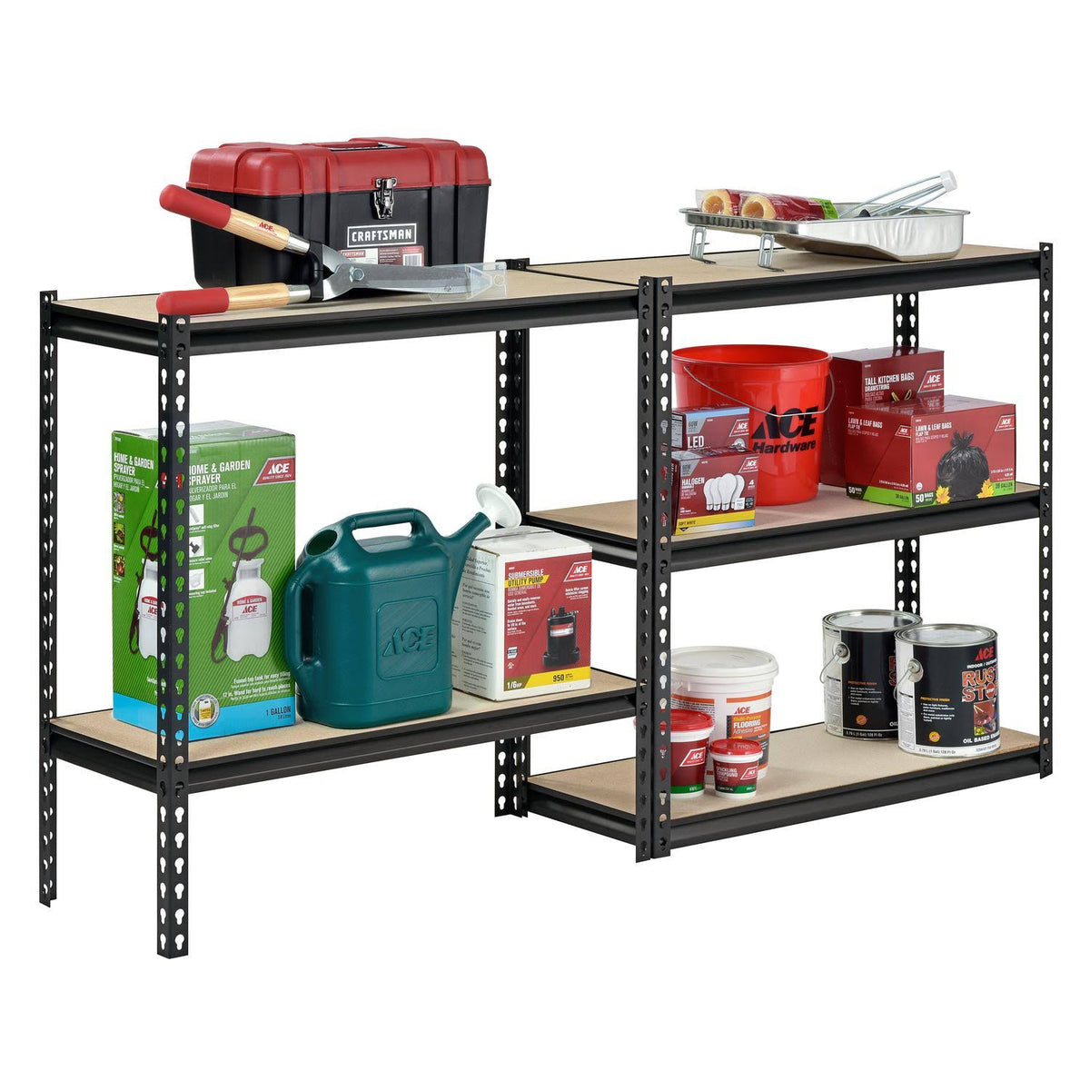 Steel Storage Rack, 5 Adjustable Shelves, 3200 lb. Capacity, Black K240