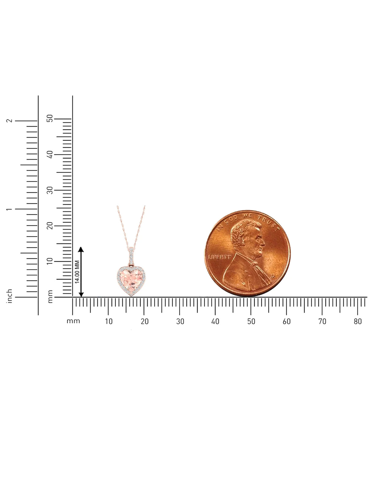 10k Rose Gold Morganite Diamond Halo Pendant Necklace D456
