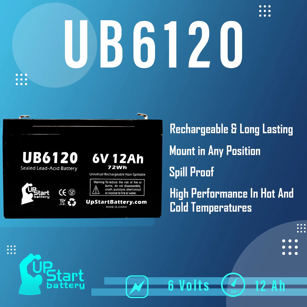 6V 12Ah Sealed Lead Acid Battery with F1 to F2 Terminal Adapters K8235