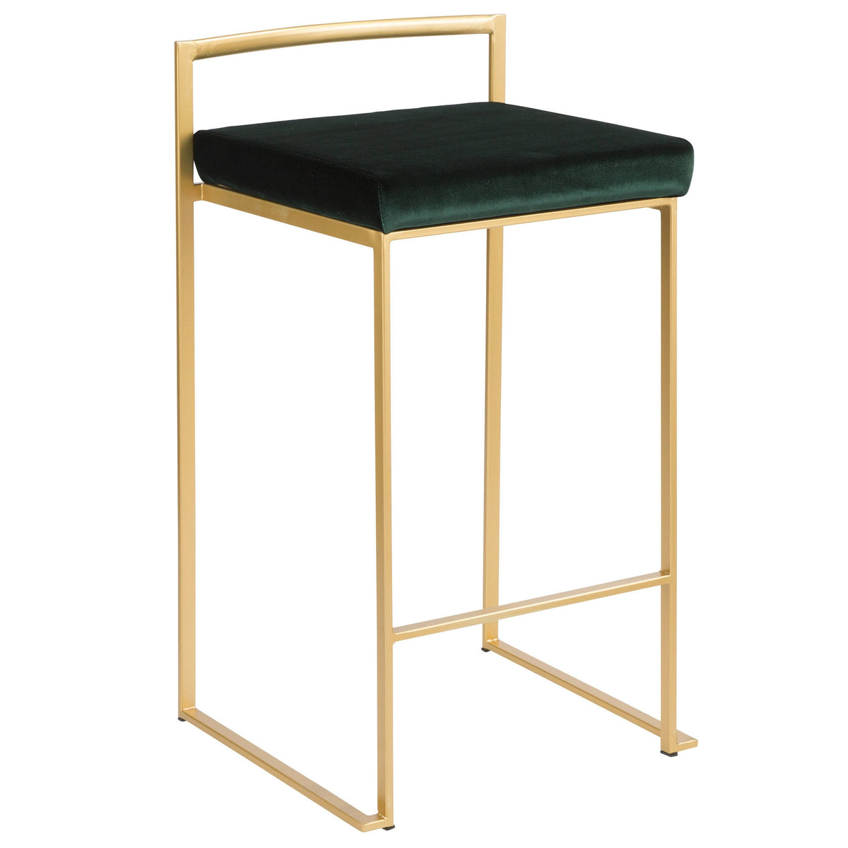 Brushed Gold and Green Velvet Barstools Z9367