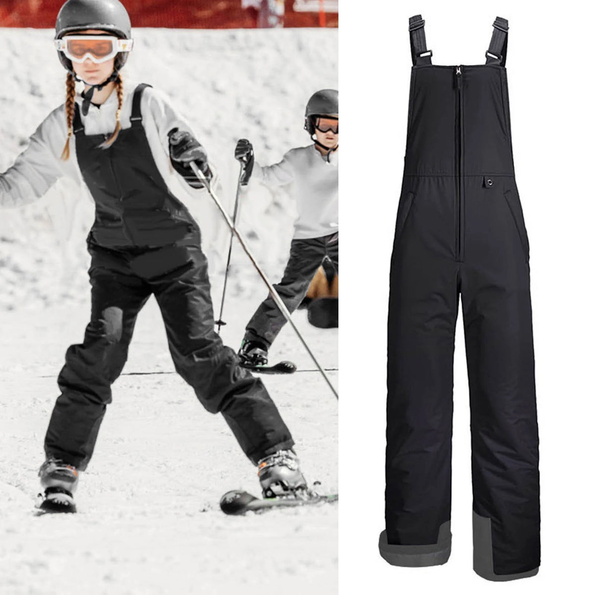 Kids Waterproof Snow Ski Bibs Overalls Long Insulated Ski Pants B7837