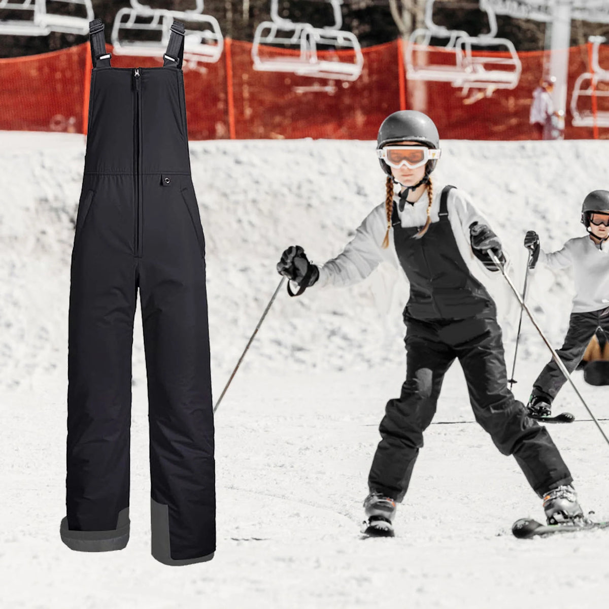 Kids Waterproof Snow Ski Bibs Overalls Long Insulated Ski Pants B7837
