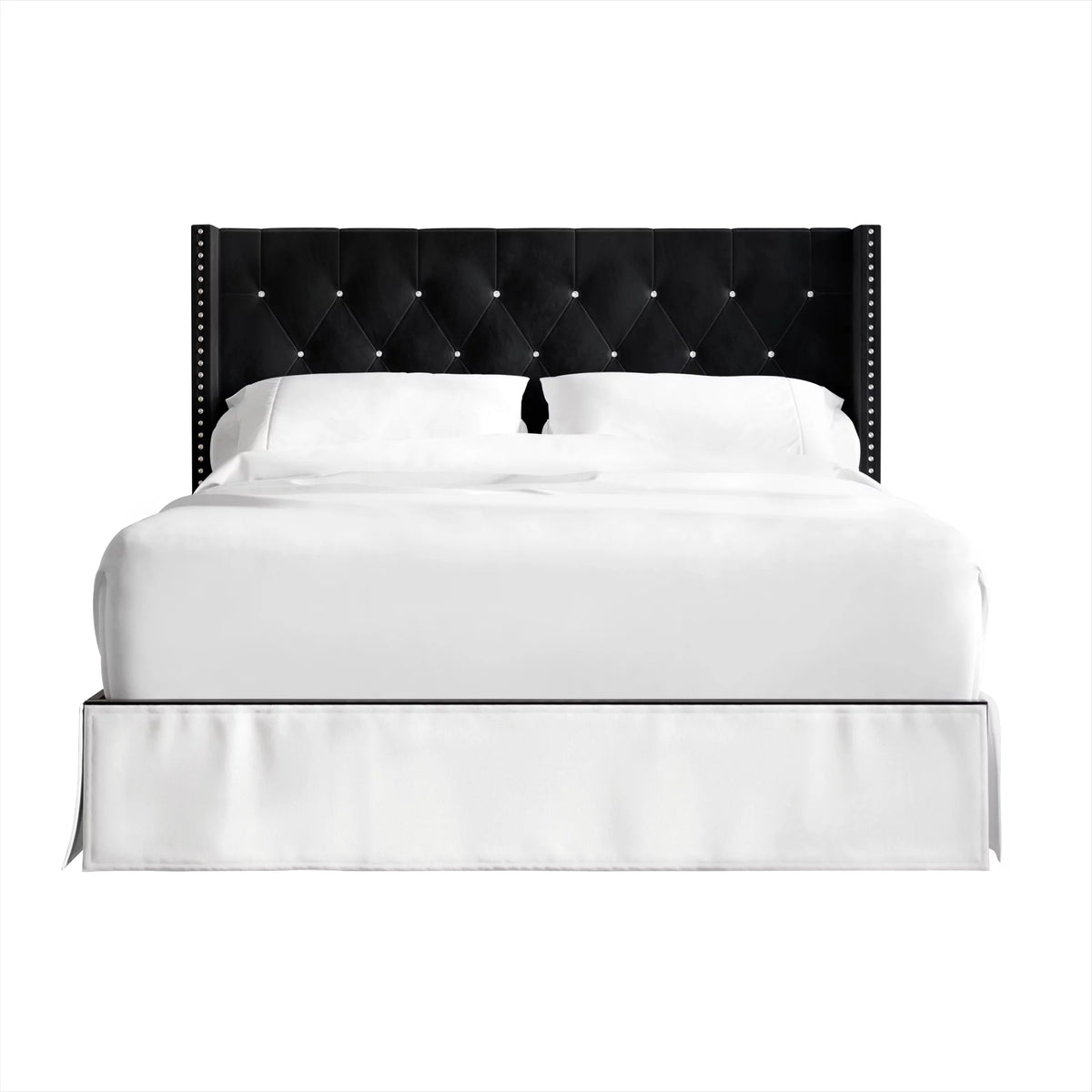 Black Velvet Upholstered Bed O532919