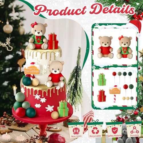 14pcs Christmas Cake Topper with Bear Gifts Balls N835