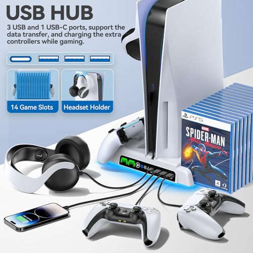 PS5 Stand and Cooling Station with LED Controller Charging Station A67295