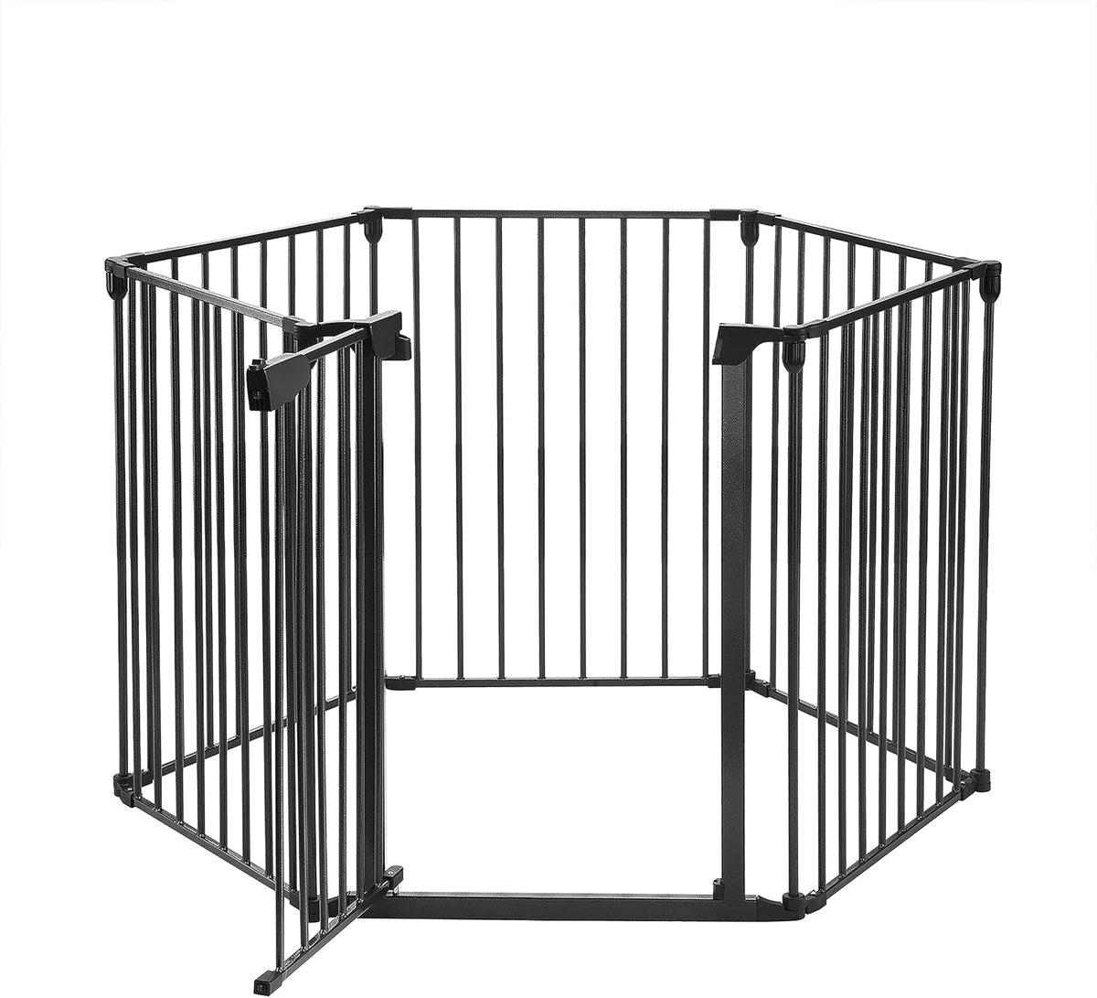 Black 6 Panel Folding Pet Exercise Playpen with Gate H7365