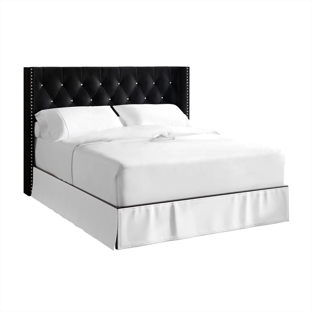 Black Velvet Upholstered Bed O532919