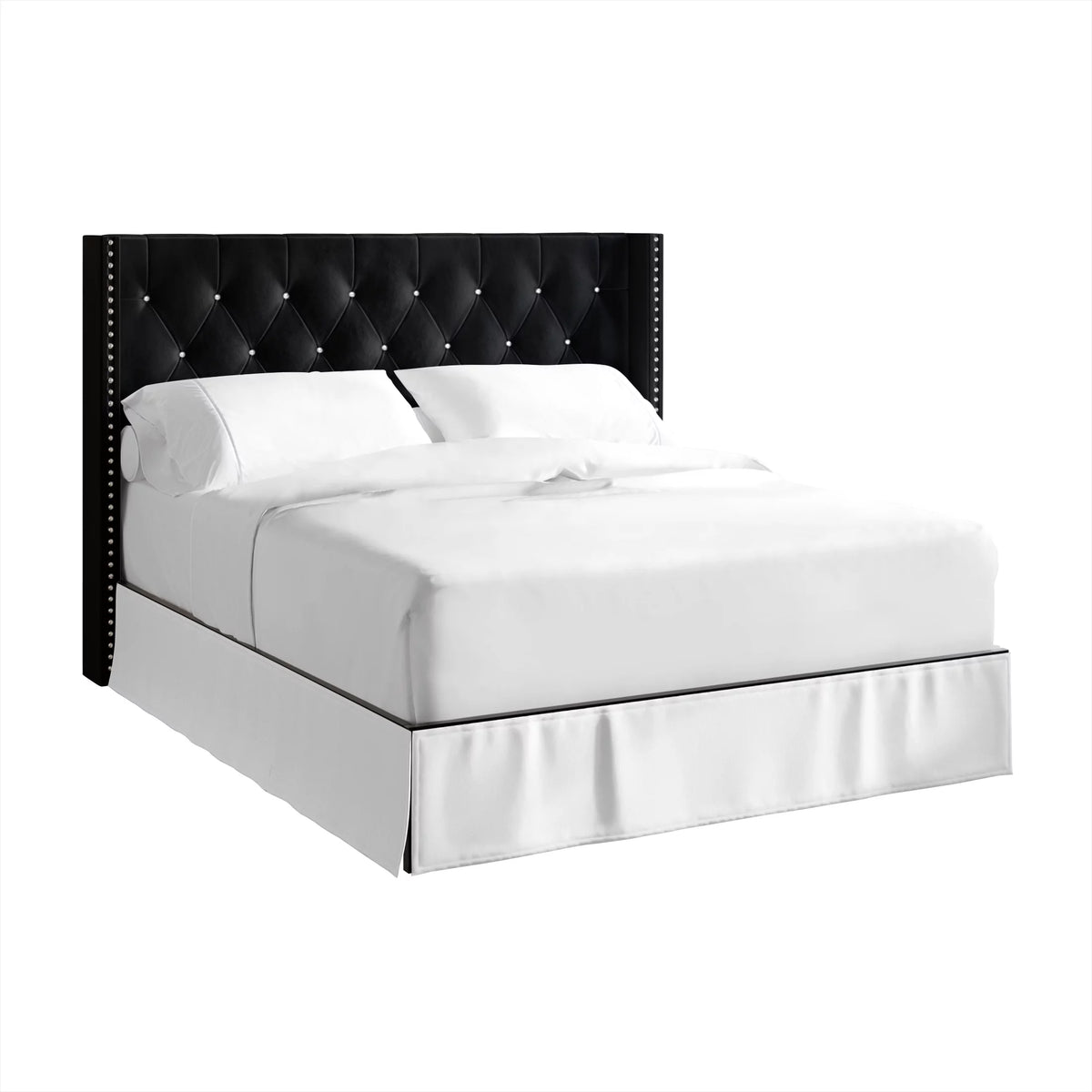 Black Velvet Upholstered Bed O532919