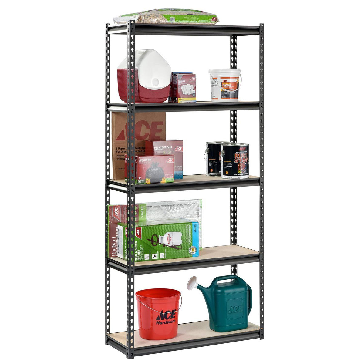 Steel Storage Rack, 5 Adjustable Shelves, 3200 lb. Capacity, Black K240