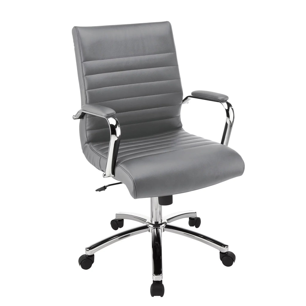Gray Bonded Leather Mid-Back Chair H7944