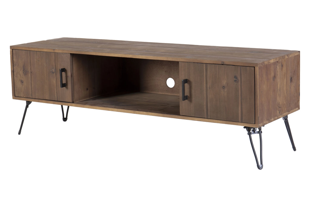 Reclaimed Wood Media TV Stand with Storage Cabinet D7027