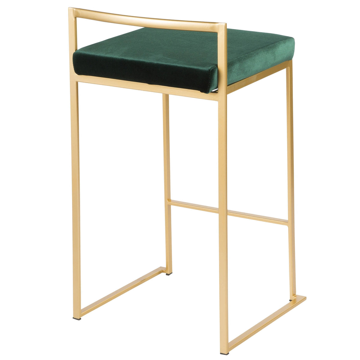 Brushed Gold and Green Velvet Barstools Z9367