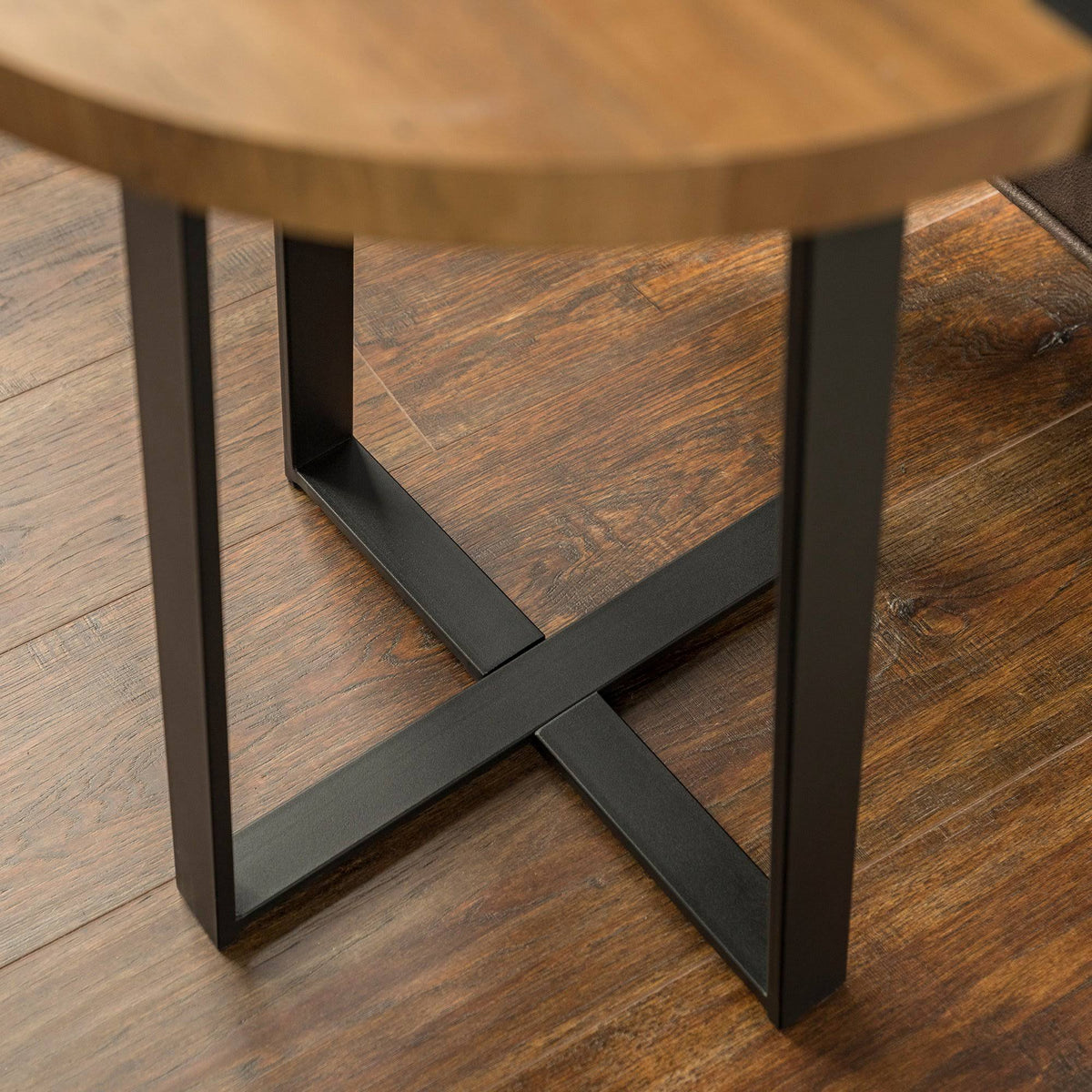 Rustic Oak Round Side Table H682092