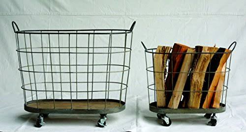 Grey Metal Rolling Laundry Baskets, Set of 2 F397099