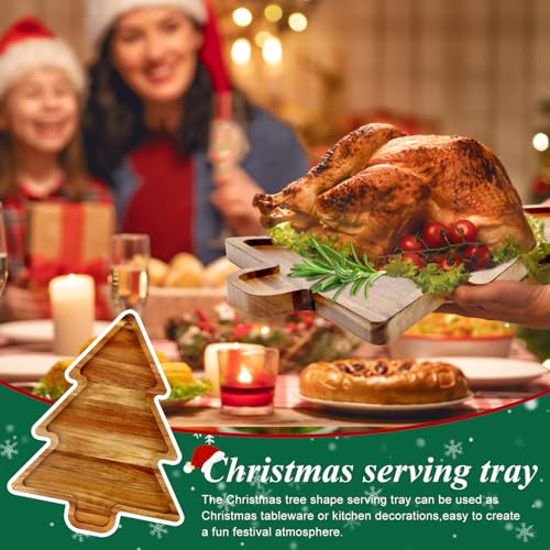 Acacia Wood Christmas Tree Serving Dish F93214
