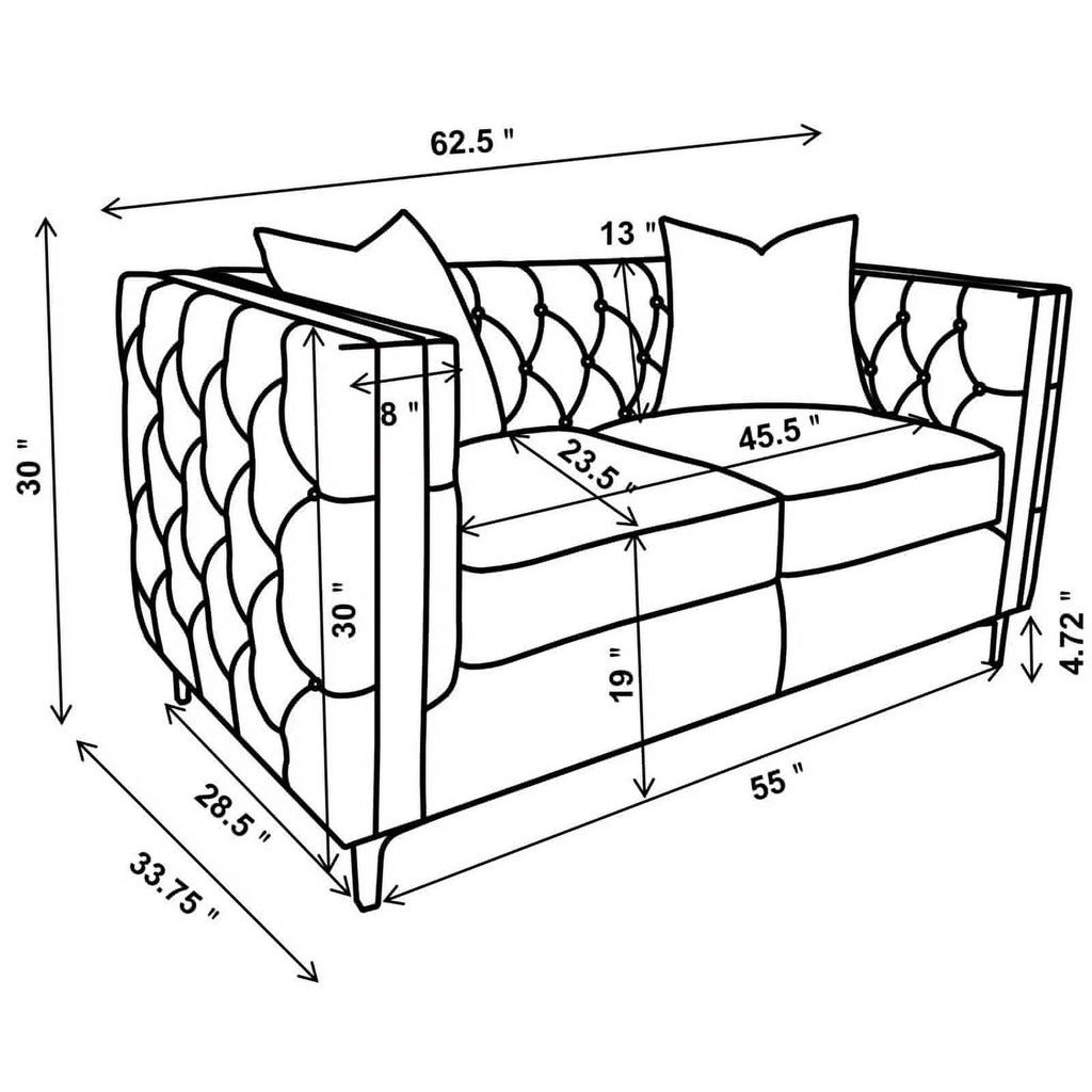 3-piece Velvet Tufted Tuxedo Arms Living Room Set N69249