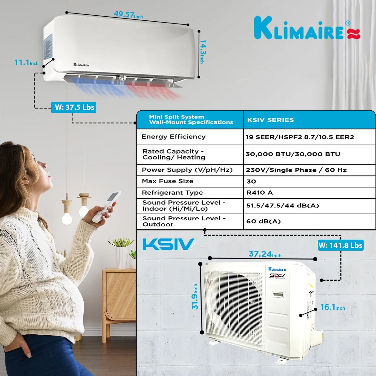 18,000 Btu 19 SEER2 Ductless Mini-Split Heat Pump Air Conditioner H4572