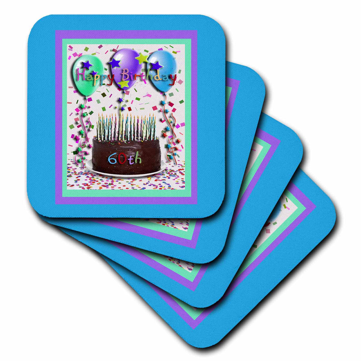 60th Chocolate Cake Set of 8 Coasters U8124