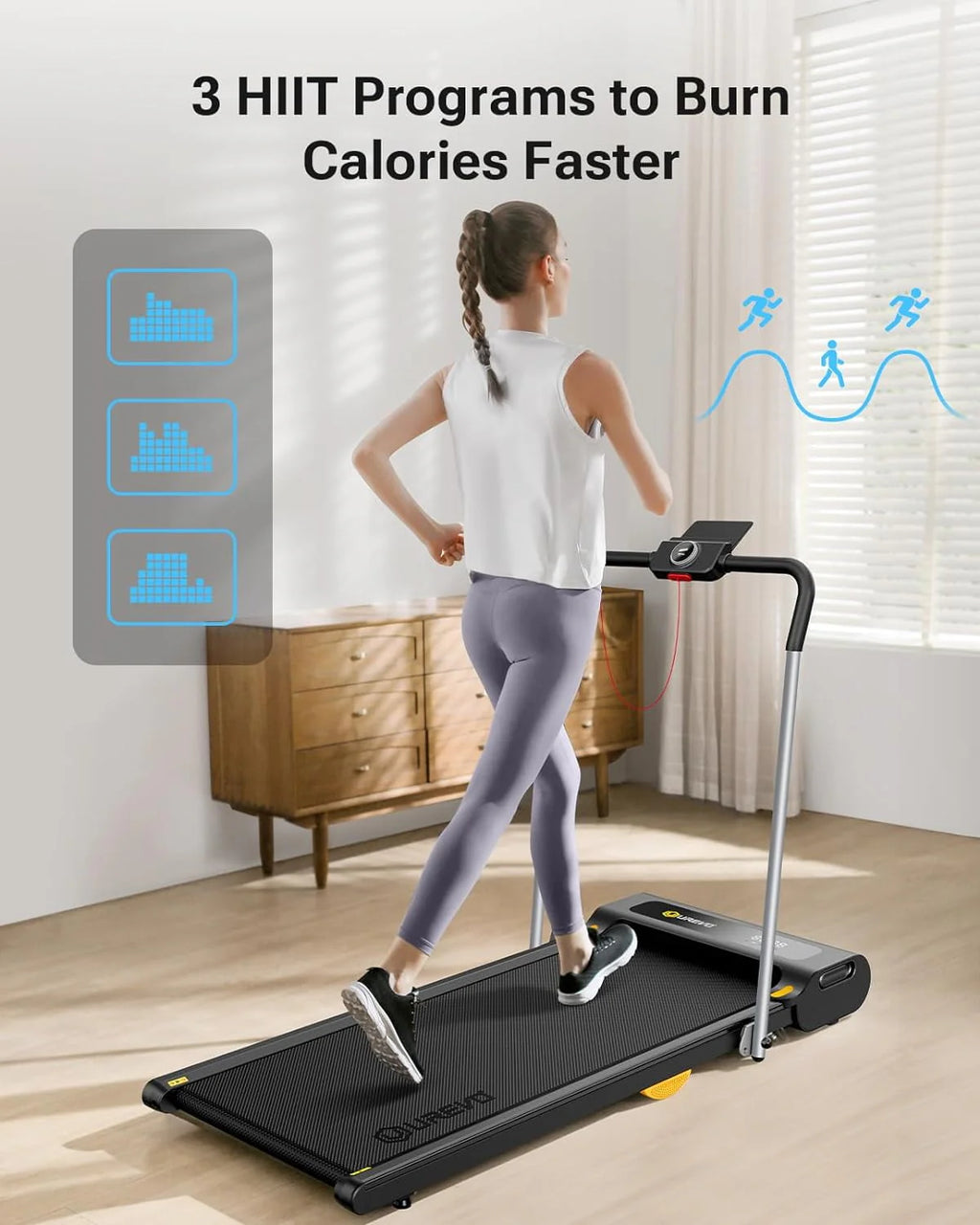 2 in 1 Under Desks Treadmill 2.5HP Folding Treadmill with Remote Control 265lb I205