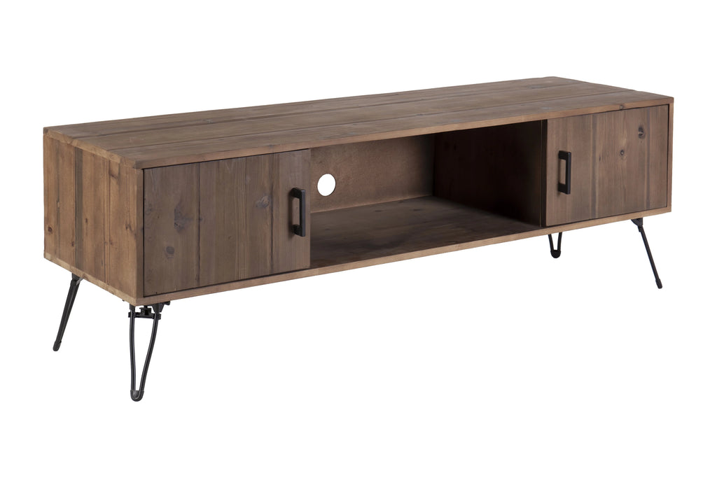 Reclaimed Wood Media TV Stand with Storage Cabinet D7027