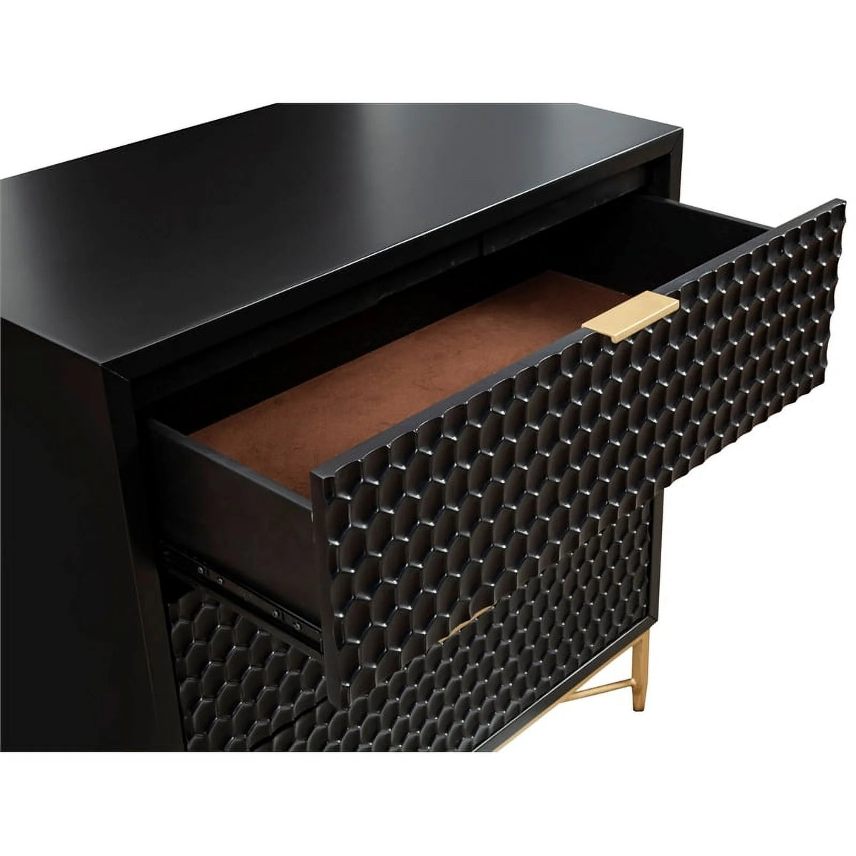 2 Piece Nightstand and Wood Chest Furniture Set in Black C377