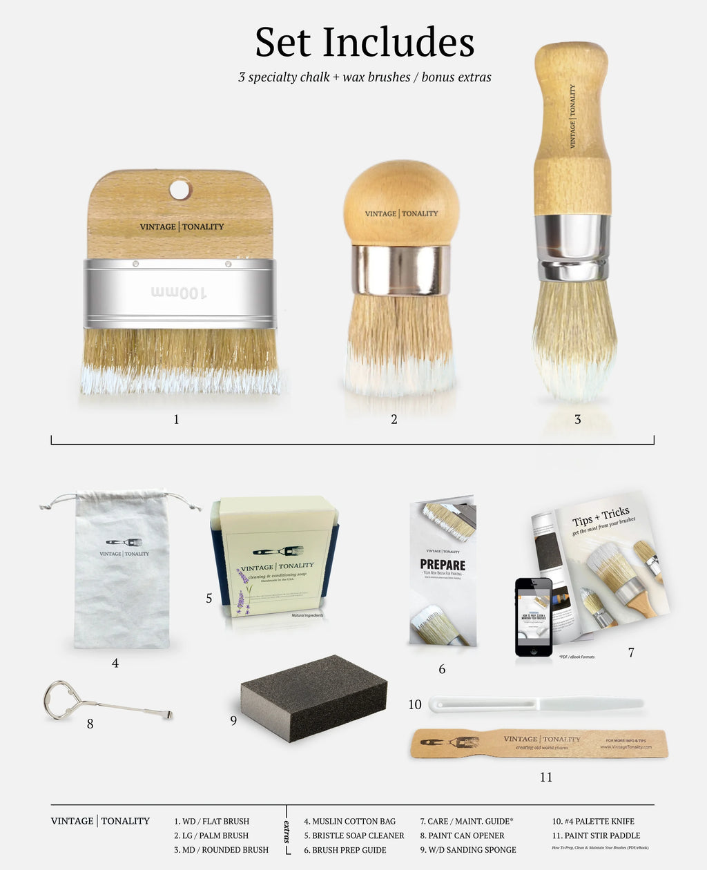3 PCS Chalk Paint Wax Brush Set O4140