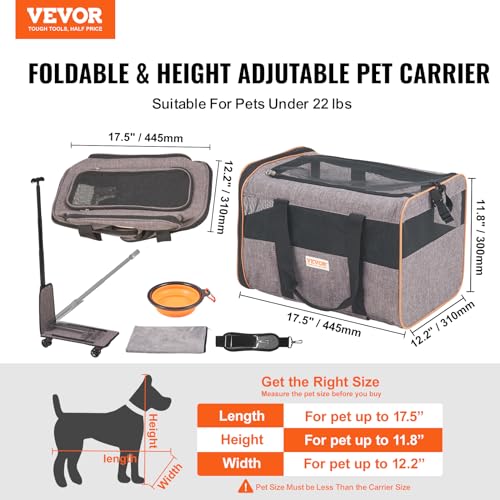 Airline Approved Expandable Rolling Pet Carrier with Telescopic Handle Q141910