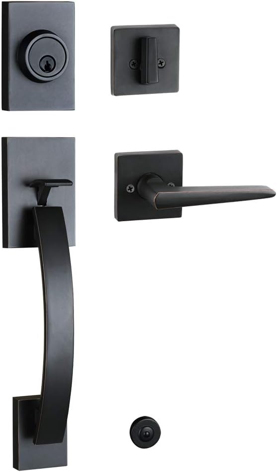 Satin Nickel Keyed and Dummy Handleset P739