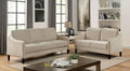 Beige Flannelette Living Room Set 3pcs S1684