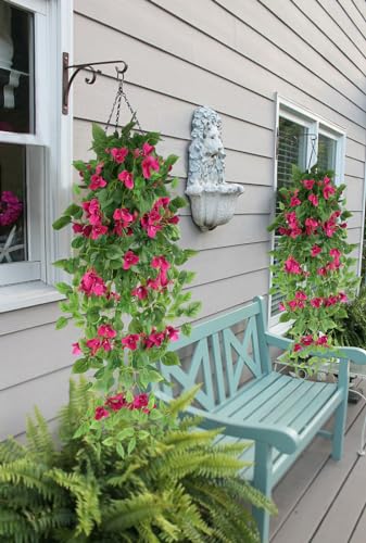 2pcs Artificial Bougainvillea Hanging Flowers 40" Faux Silk Bougainvillea Flower Vines (Rose Red) J563109