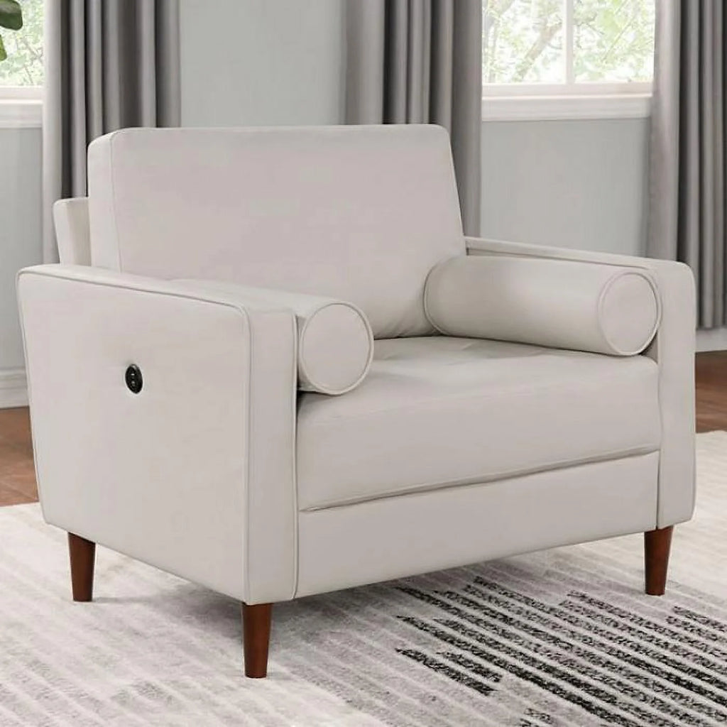 Beige Flannelette Living Room Set 3pcs S1684