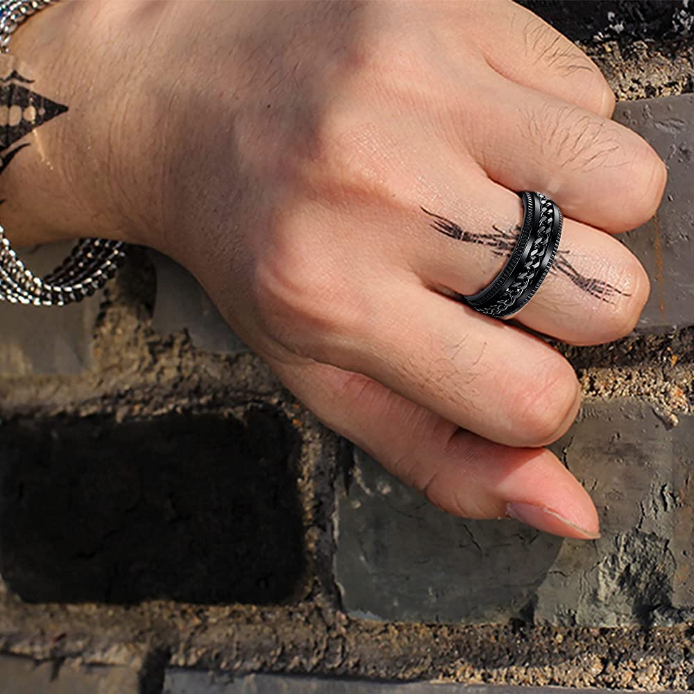 Black Fidget Spinner Ring Size 7 Z163