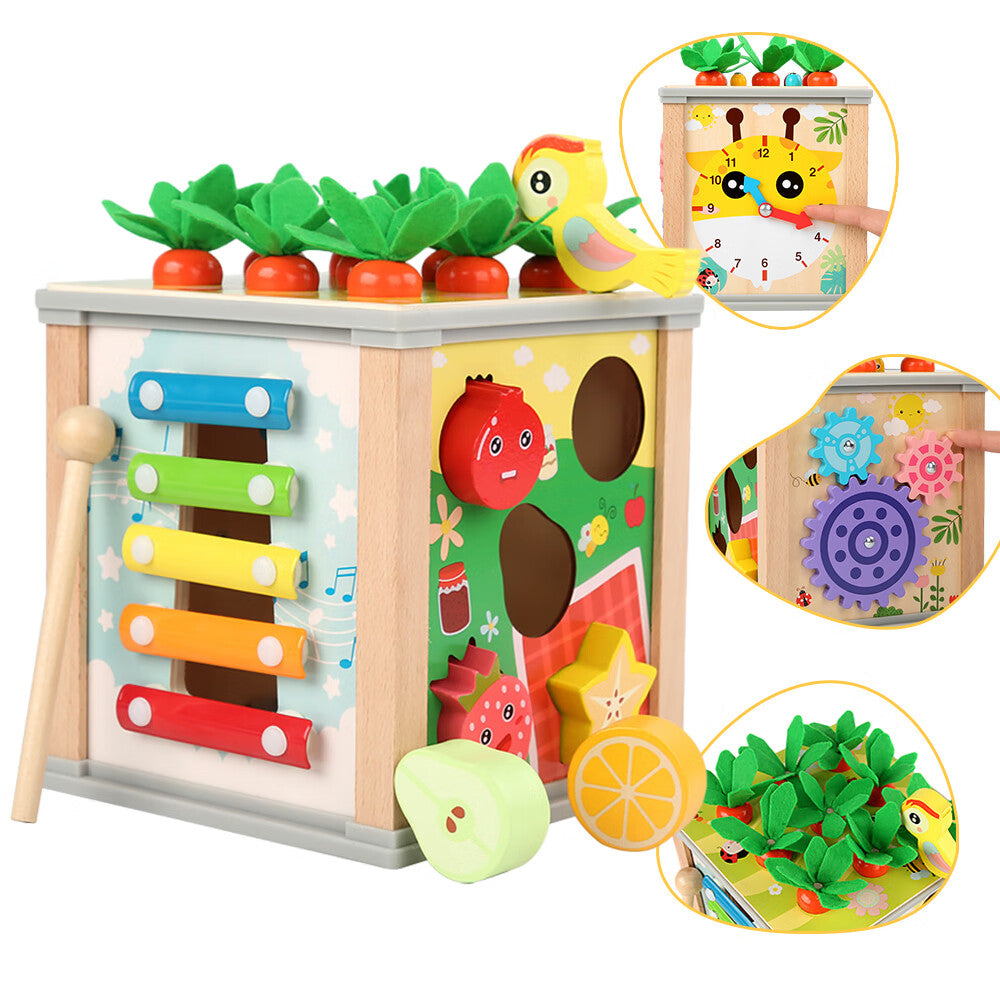 6-in-1 Wooden Blocks Shape Sorter Montessori Toys S92194